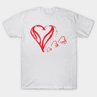 Hand Drawn Red Hearts T-Shirt